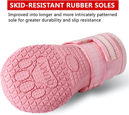 QUMY Dog Shoes for Large Dogs, Medium Dog Boots & Paw Protectors for Winter Snowy Day, Summer Hot