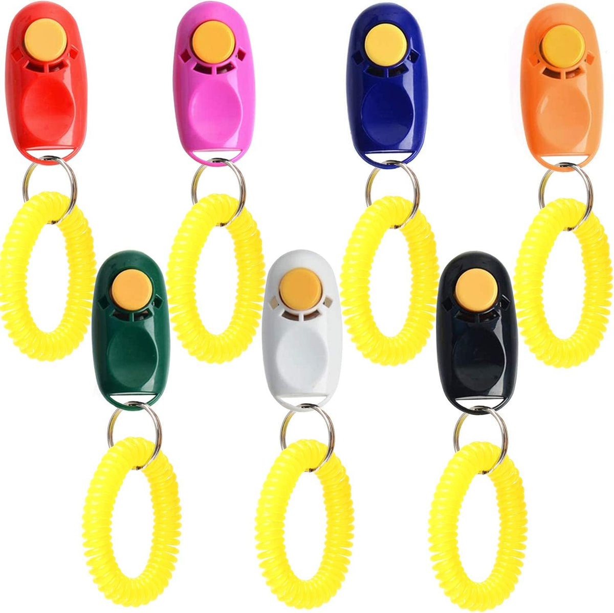 Coolrunner 7pcs 7 Color Universal Animal Pet Dog Training Clicker with Wrist Bands Strap, Assorted