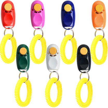 Coolrunner 7pcs 7 Color Universal Animal Pet Dog Training Clicker with Wrist Bands Strap, Assorted
