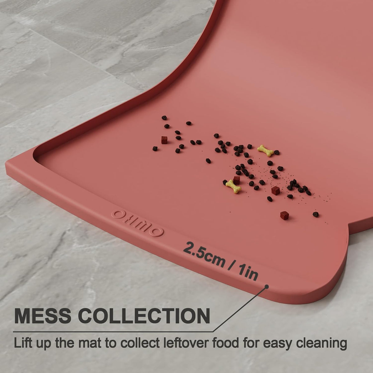 OHMO Dog Food Mat(Erythrinus, 24 * 15'') w/Residue Collection Pocket Silicone Pet Feeding Mat for