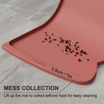 OHMO Dog Food Mat(Erythrinus, 24 * 15'') w/Residue Collection Pocket Silicone Pet Feeding Mat for