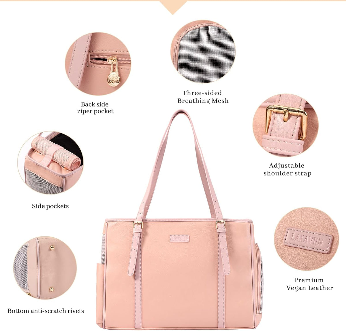 Fashion Dog Purse Pet Carrier Leather Bag for Small Dogs Cats Puppy, Portable Tote Bag Airline