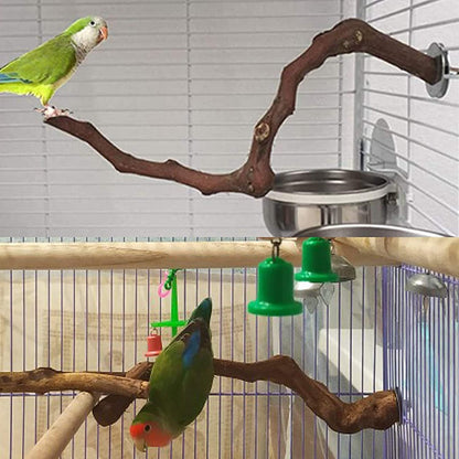 kathson Natural Parrot Perch Bird Stand Pole Wild Grape Stick Paw Grinding Fork Parakeet Climbing