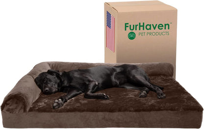 Furhaven Cooling Gel Dog Bed for Large Dogs w/ Removable Bolsters & Washable Cover, For Dogs Up to