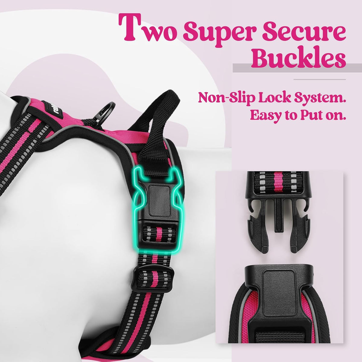 rabbitgoo Dog Harness No Pull with 2 Leash Clips, Adjustable Soft Padded, Reflective Oxford No