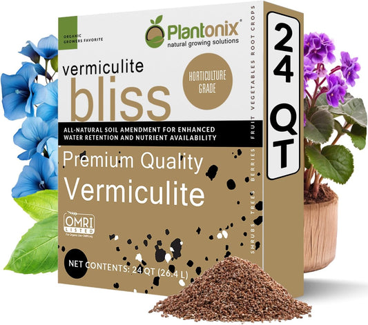 Vermiculite Bliss (24 Qts) - Organic Vermiculite for Gardening - Fine Grade Vermiculite for Plants