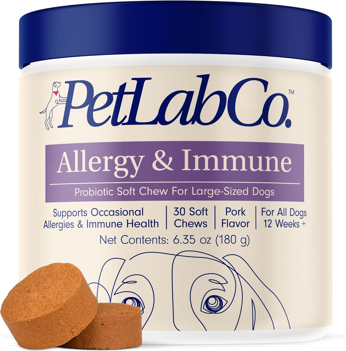 PetLab Co. Allergy & Immune Daily Probiotics for Dogs. Supports Yeast Production, Seasonal