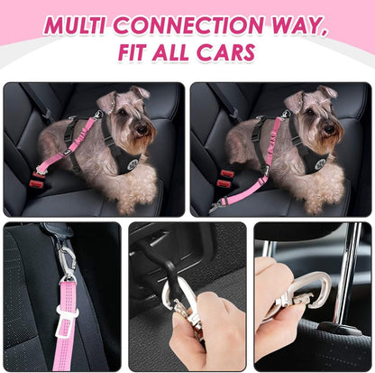 Lukovee Dog Seat Belt for Car, Adjustable Dog Car Harness for Large Medium Small Dogs, Soft Padded