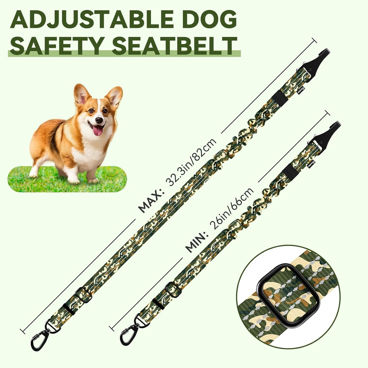 Pawaboo 2Pack Dog Seatbelt for Car, Dog Car Seat Belt Bungee, Dogs Tether with Buckle & Hook Latch