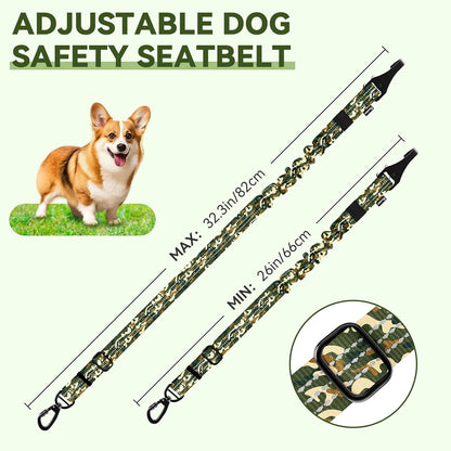 Pawaboo 2Pack Dog Seatbelt for Car, Dog Car Seat Belt Bungee, Dogs Tether with Buckle & Hook Latch