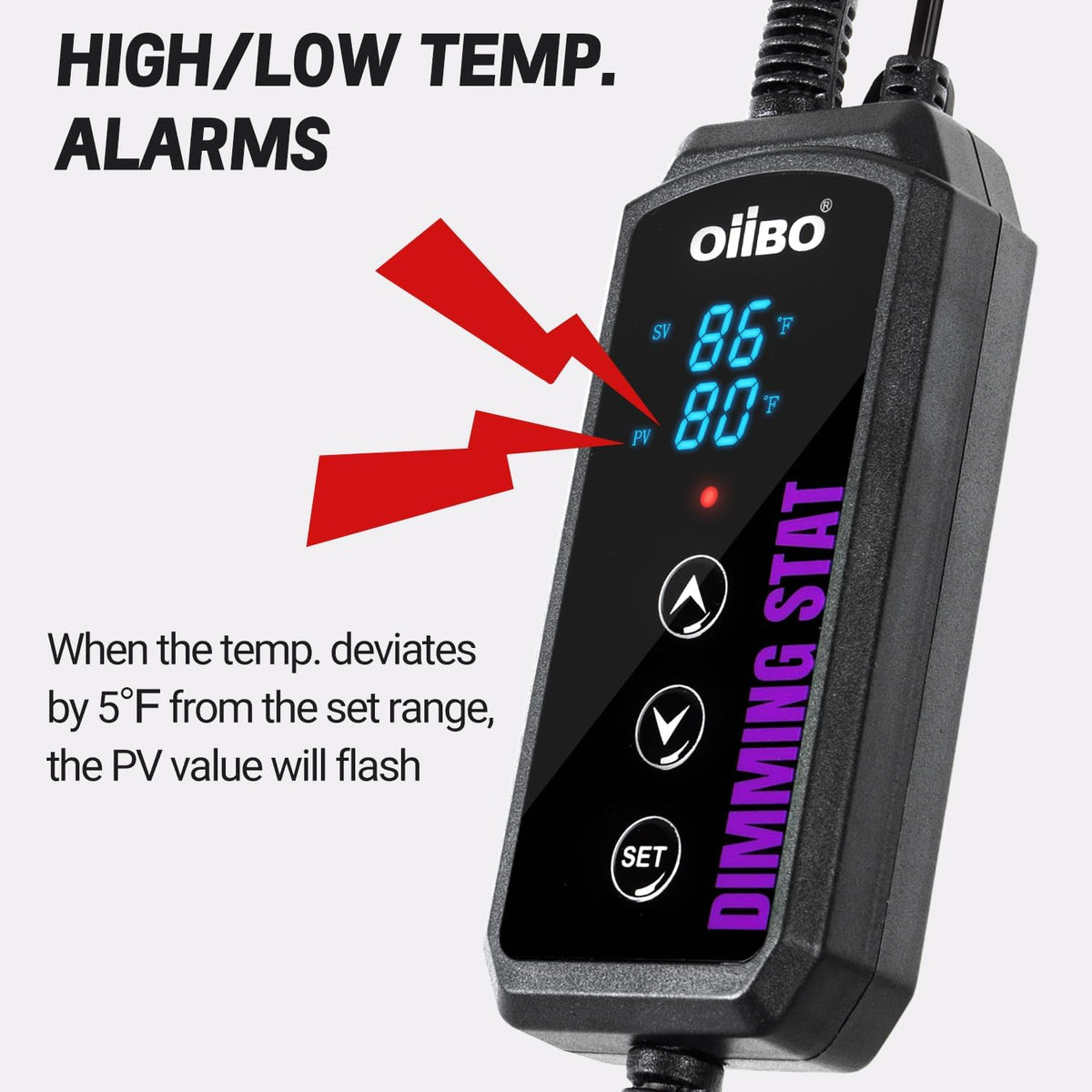Oiibo Digital Heat Mat Thermostat, PID Reptile Heat Lamp Dimming Thermostat Heating Pad Temperature