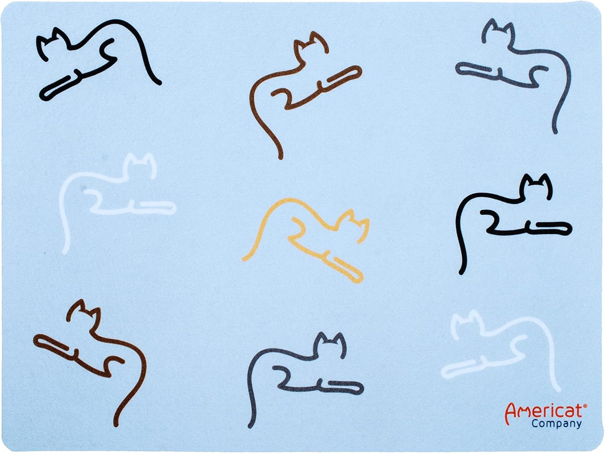 Cat Feeding Mat by Americat for Cat Food & Water Bowls – Machine Washable, Waterproof, No-Slip &