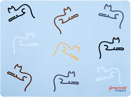 Cat Feeding Mat by Americat for Cat Food & Water Bowls – Machine Washable, Waterproof, No-Slip &
