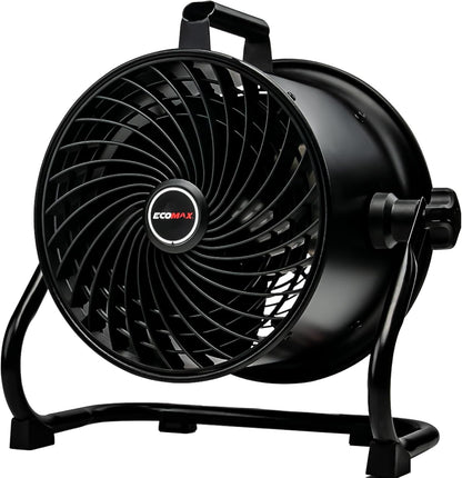 10-Inch High-Velocity Drum Air Circulator Fan, Heavy-Duty Shop Fan with 3-Speed & 360° Tilting