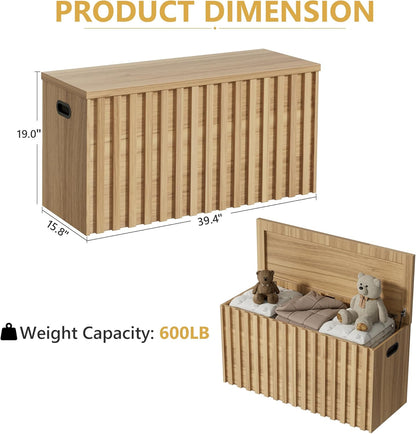 UEV Storage Bench Set of 2, 39.4" Wood Box, Storage Trunk with 2 Safety Hinges, Ottoman Storage