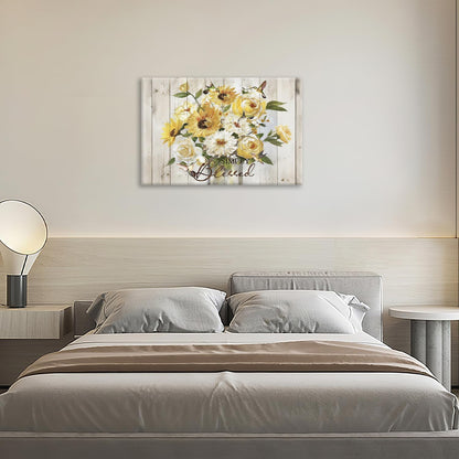 Sunflower Bathroom Pictures Wall Art, Simple Blessed Floral Bathroom Wall Decor, Flower Framed