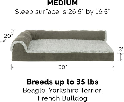 Furhaven Cooling Gel Dog Bed for Medium/Small Dogs w/ Removable Bolsters & Washable Cover, For Dogs