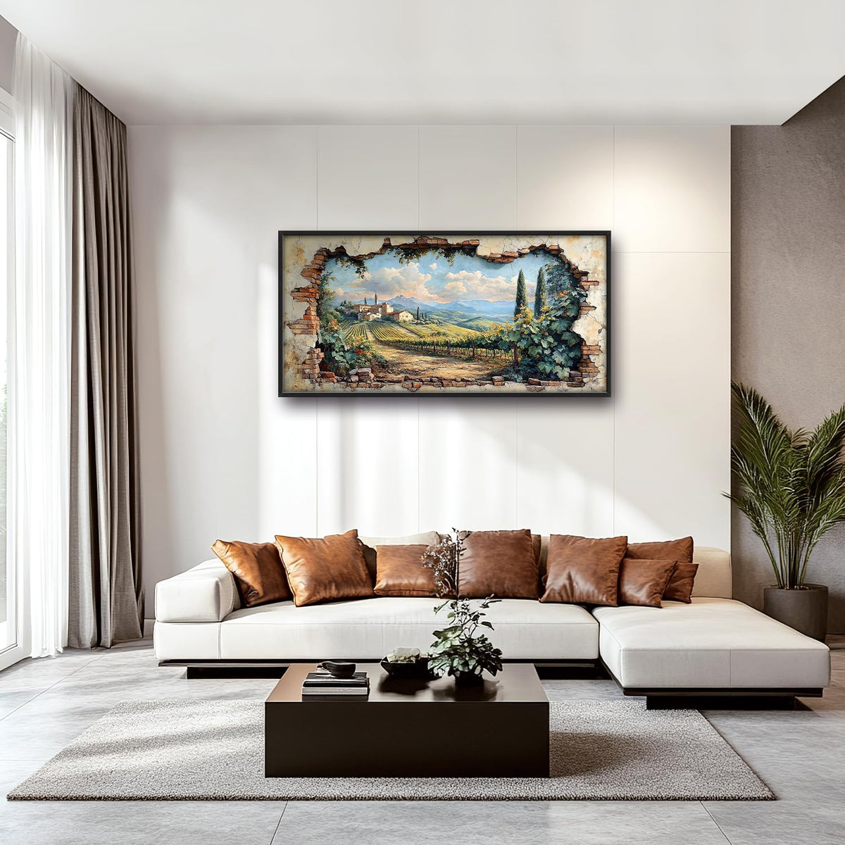 Large Farmhouse Country Landscape Wall Art for Living Room, Rustic Countryside Canvas Oversized