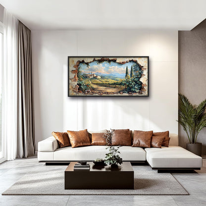 Large Farmhouse Country Landscape Wall Art for Living Room, Rustic Countryside Canvas Oversized