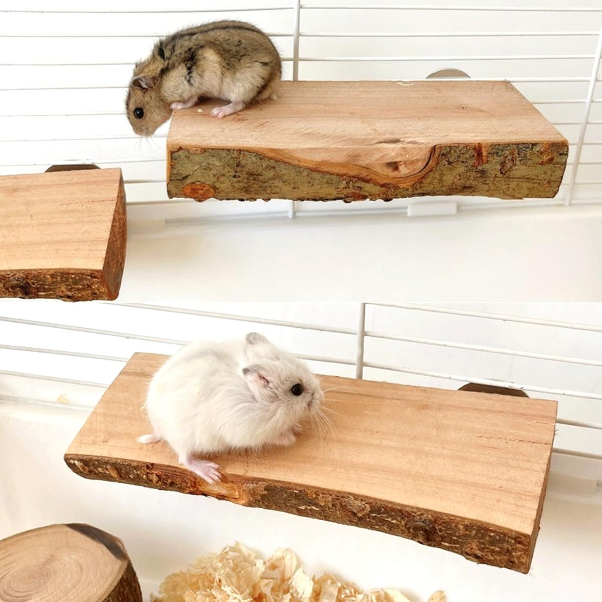 2Pcs Hamster Ledges Wooden Platform Rat Climb Platform Shelf Bird Perch Stand Toys Cage Accessories