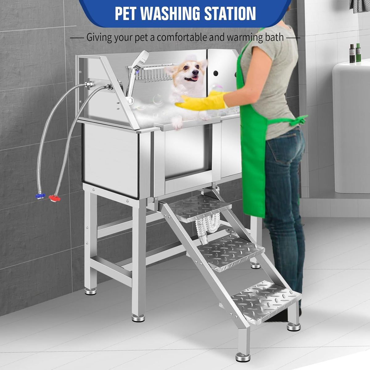 Electric Dog Bathing Station for Large Dogs, Height Adjustable Stainless Steel Dog Pet Washing