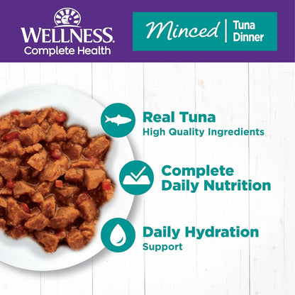 Wellness Complete Health Minced Adult Wet Cat Food, Natural, Protein-Rich, Grain Free, 3 Ounce, 24