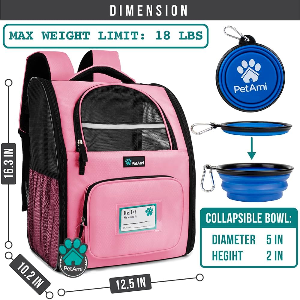 PetAmi Dog Backpack Carrier for Small Large Cat, Pet, Puppy, Ventilated Pet Hiking Backpack Travel