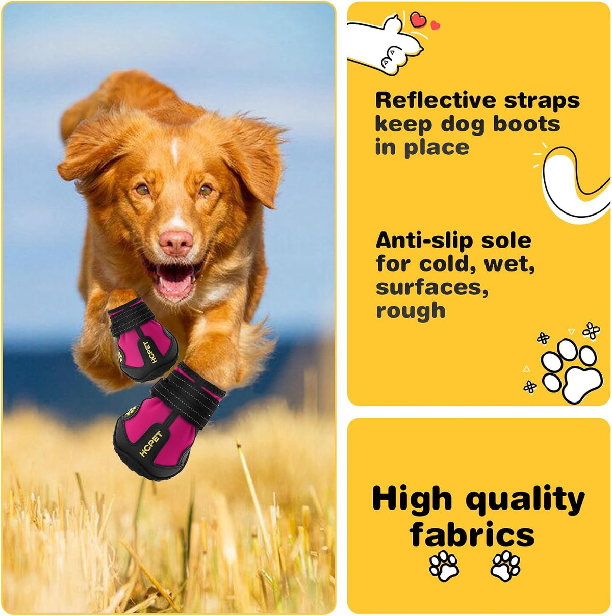 Hcpet Dog Shoes, Dog Boots for Large Dogs, Waterproof Dog Booties Paw Protector for Summer Hot