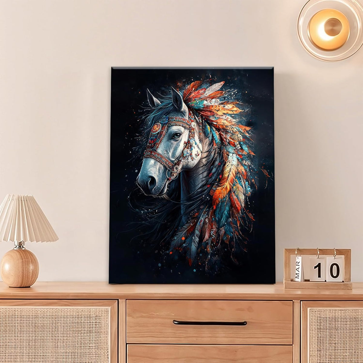Horse Pictures Wall Art, Horse Animal Bathroom Wall Decor, Aesthetics Modern Framed Painting