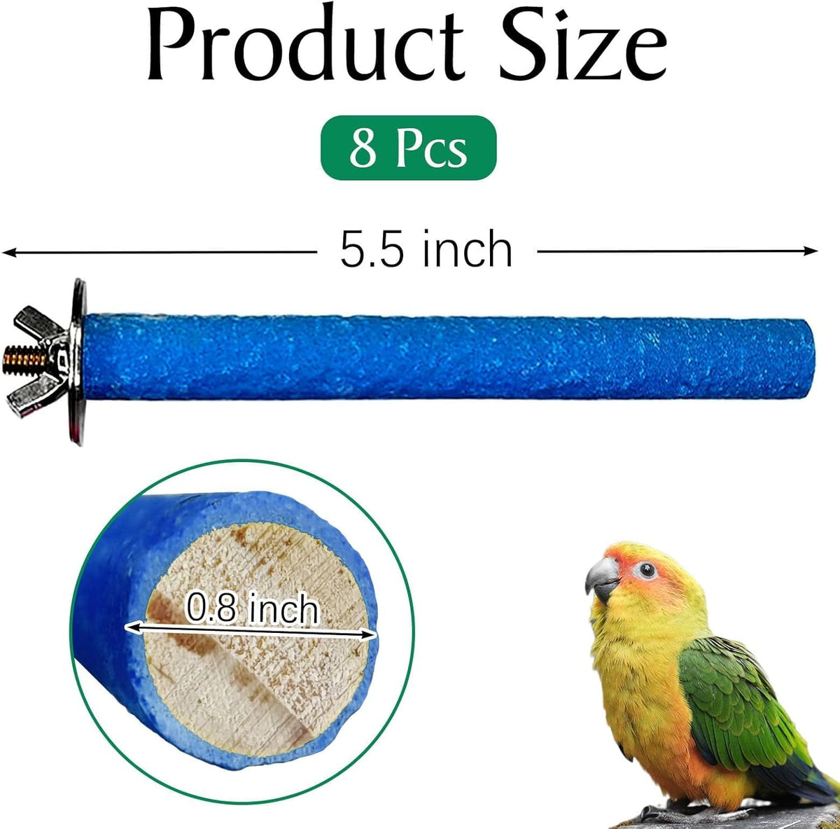 Hamiledy Bird Grinding Perch for Parrots Sand Bird Perches Claw Trim Cage Perches for Parakeets