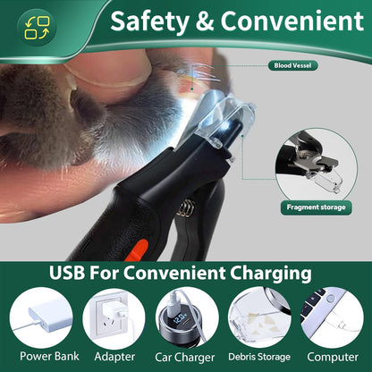 Dog Nail Clippers & Cat Nail Clipper With Catcher, 2 In 1 Dog Nail Trimmers & Grinder With Light