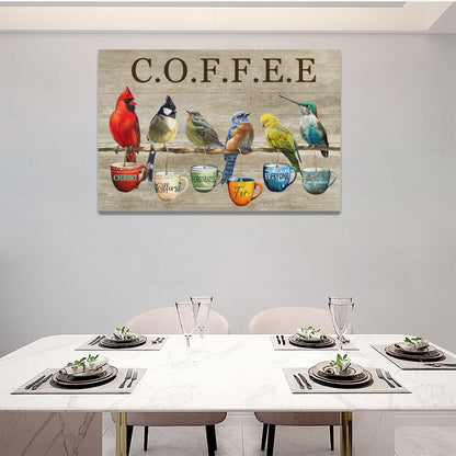 Rustic Bird Coffee Wall Art Kitchen Christ Coffee Pictures Wall Decor Farmhouse Cardinal