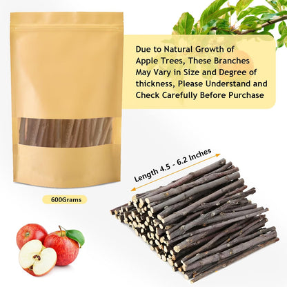 600g Organic Apple Sticks Small Animals Molar Wood Treats Toys for Chinchillas Guinea Pig Rabbits
