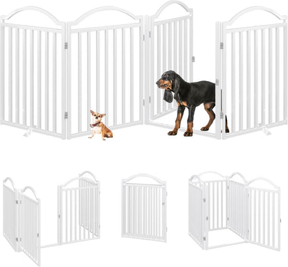 BHG Metal No-Assembly Freestanding Dog Gate with Door Walk Through, Extra Wide 96", Extra Tall 32"