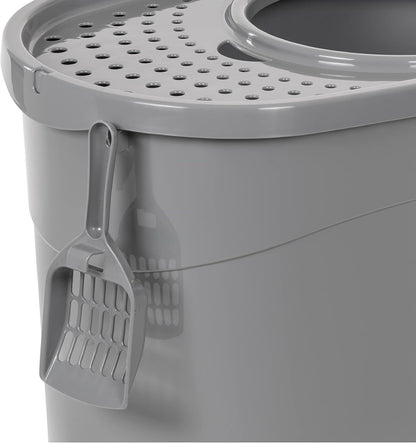 Amazon Basics Large Cat Litter Box with High Sides, Top Entry, Includes Scoop, 20.5 x 14.75 x 14.38