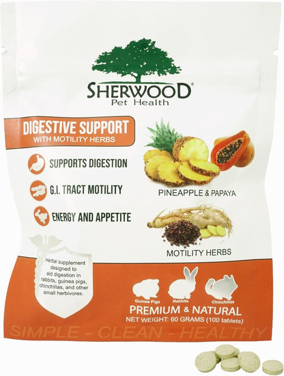 Digestive Support, Papaya by Sherwood Pet Health (100 Tablets - 60 Grams). Contains Natural