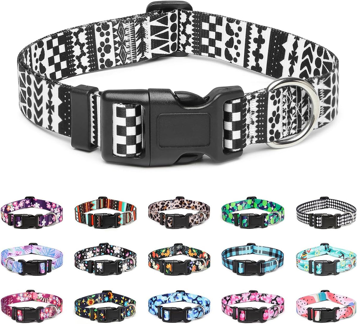 Mercano Adjustable Dog Collar - Special Design Patterns, Soft Nylon Comfortable Durable Pet Collar