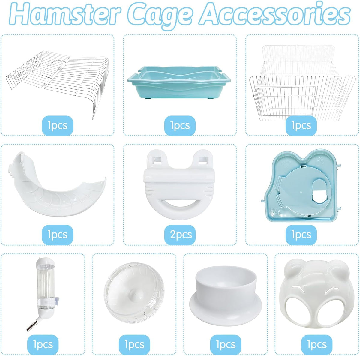 PINVNBY Dwarf Hamster Cage, Small Animal Cages, 2-Tier Travel Portable Mouse Cage Hamster Carrier