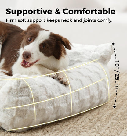 Made4Pets Cat and Dog Couch Bed, Soft Faux Fur Checkered Pet Sofa, Cozy Fluffy Pet Sofa with
