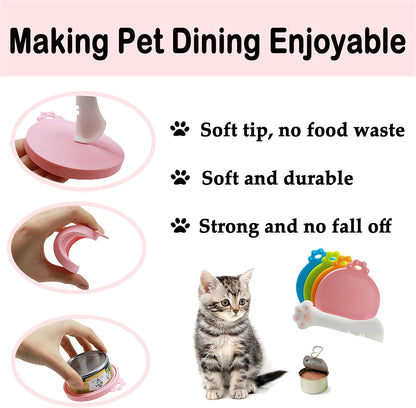 Food Can Spoon & Lids, One Multi-Functional Opener Spatula, 4 PCS BPA Free Silicone Universal Can