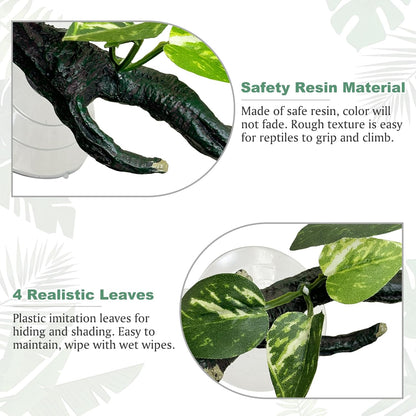 Fhiny Snake Climbing Branch, 2 PCS Resin Reptile Branches for Climbing with Suction Cups Frog
