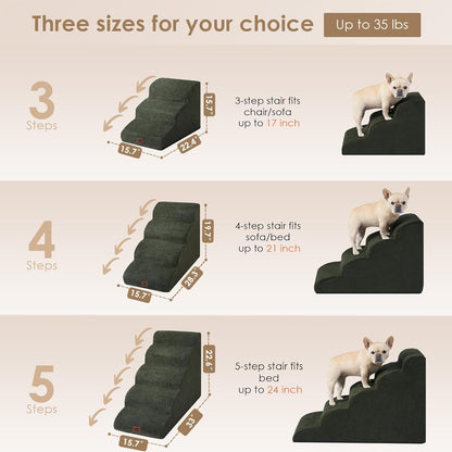 EHEYCIGA Curved Dog Stairs Ramp for High Beds 19.7" H, 4-Step Dog Steps for Small Dogs and Cats