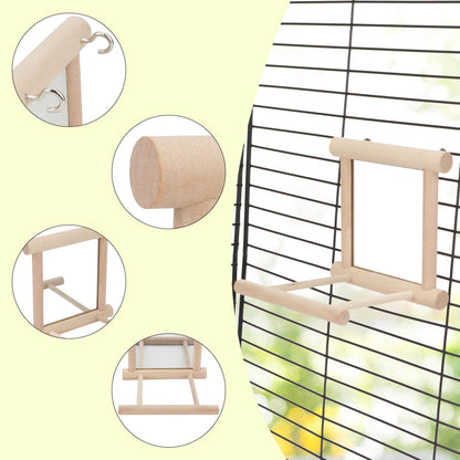 Hypeety Bird Parrot Mirror Toy Swing Hanging with Perch for Parrot Parakeet Budgies Cockatiel