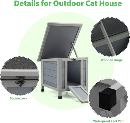 Coziwow Rabbit Hutch, Outdoor Cat House Weatherproof, Bunny Cage Indoor with Openable, Portable