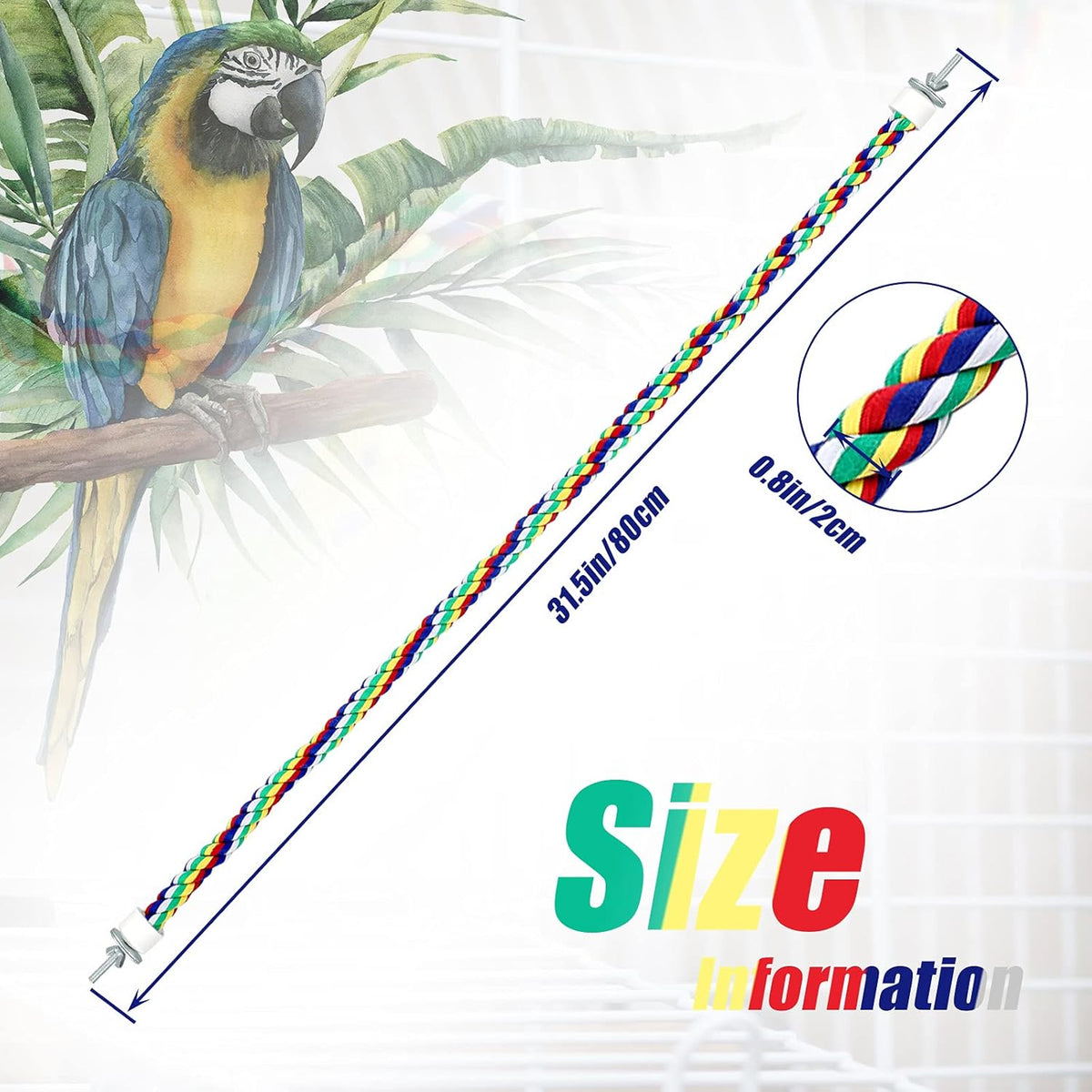 Weewooday 2 Pcs Bird Rope Perches Climbing Rope Bird Cage Accessories for Parrots, Parakeets