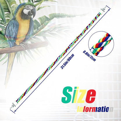 Weewooday 2 Pcs Bird Rope Perches Climbing Rope Bird Cage Accessories for Parrots, Parakeets
