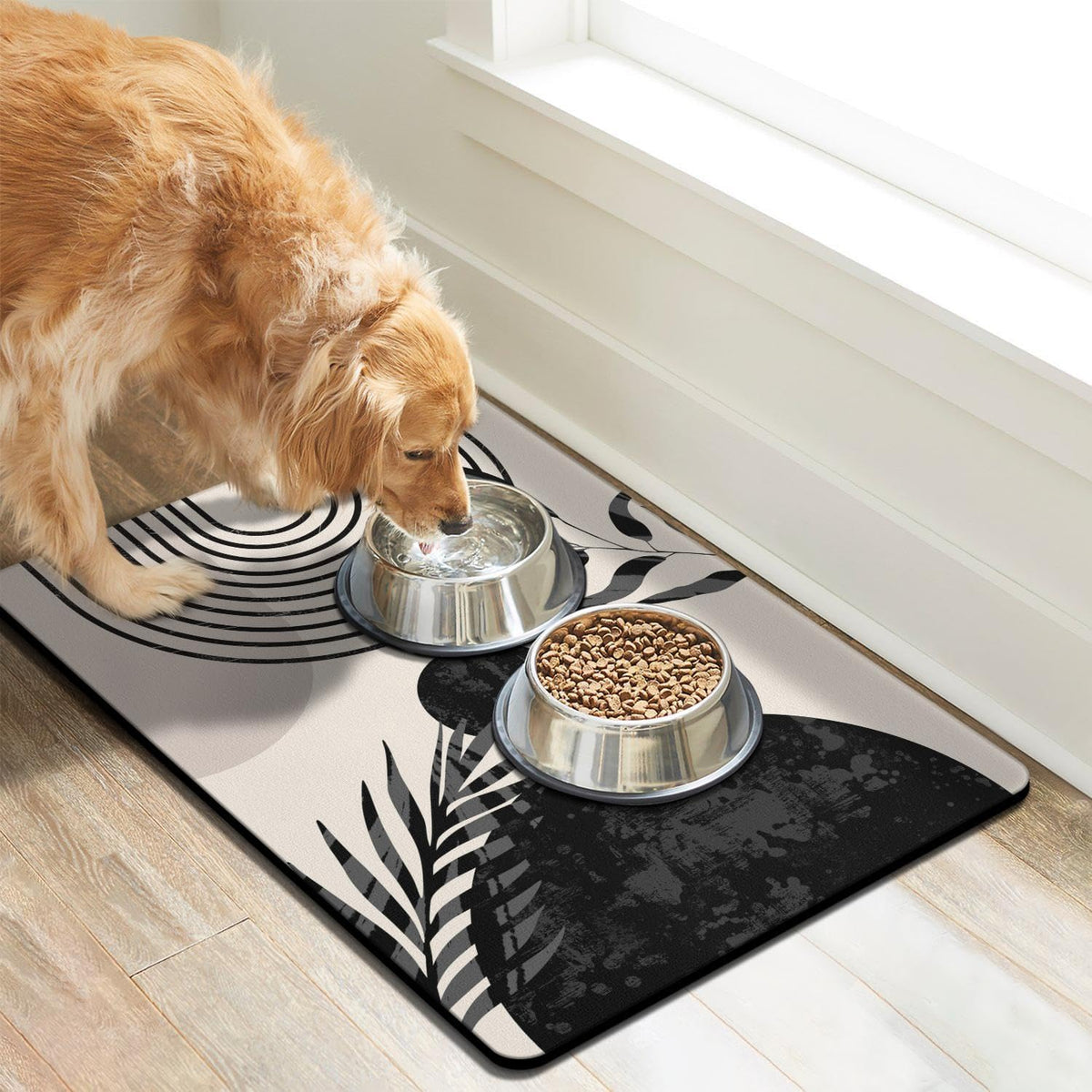 Dog Food Mats for Floors Super Absorbent, Pet Cat Food Mat - Non Slip Dog Bowl Mats for Food and