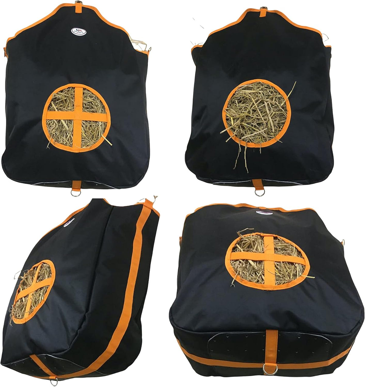 Majestic Ally Nylon Hay Feeder Tote Bag for Horse, Goat, Sheep - Double Sides Open Feed Hole with