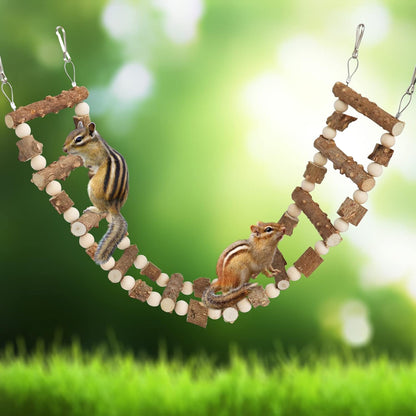 Bird Parrot Ladder Bridge Toy, Bird Swing Toy, Natural Pepper Wood Hanging Pet Chewing Toy, Rat