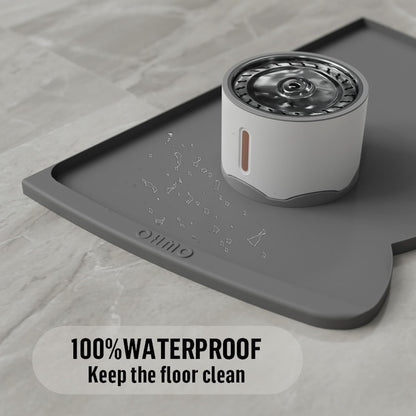 OHMO Dog Food Mat(Dark Grey, 24 * 15'') w/Residue Collection Pocket Silicone Pet Feeding Mat for